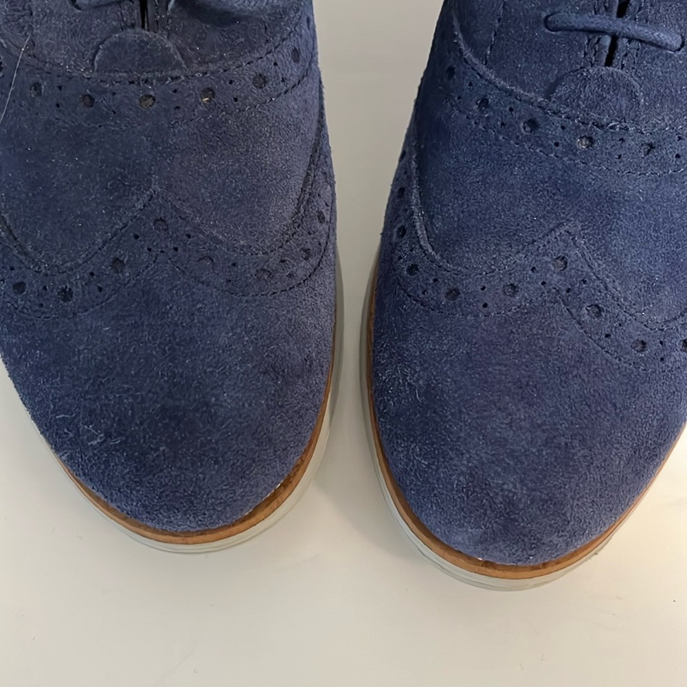 Cole Haan Grand.OS shoes woman’s 6.5 wingtoe blue oxford lace up tie suede upper - Picture 12 of 15